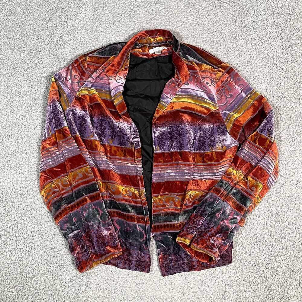 Vintage Coldwater Creek Jacket Women's Velour Western Hippie Boho 90s Large